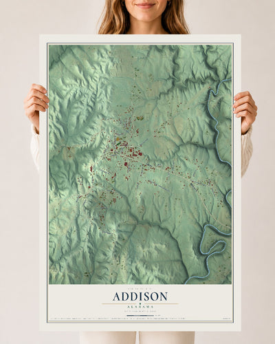 Map of Addison, Alabama, 24 x 36 inch unframed archival matte print