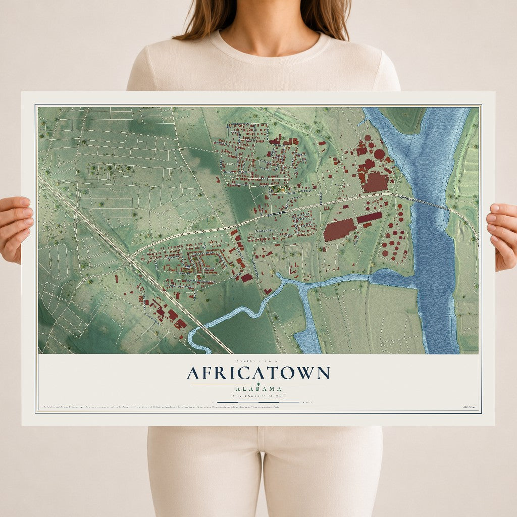 Map of Africatown, Alabama, 18 x 24 inch unframed archival matte print