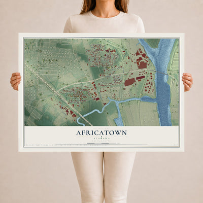 Map of Africatown, Alabama, 24 x 36 inch unframed archival matte print
