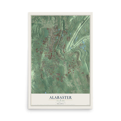 Map of Alabaster, Alabama, 12 x 18 inch unframed archival matte print
