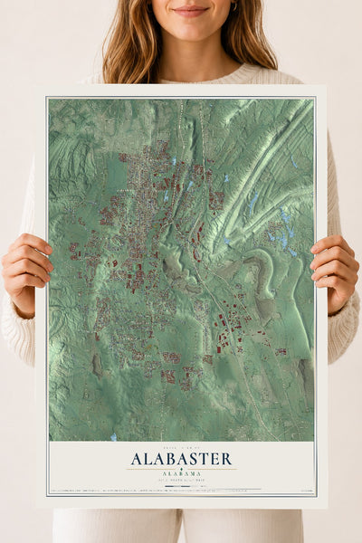 Map of Alabaster, Alabama, 18 x 24 inch unframed archival matte print