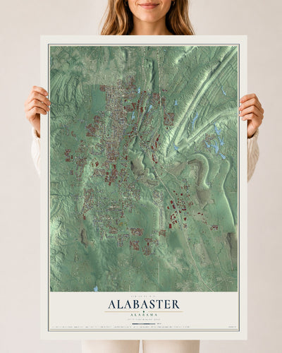 Map of Alabaster, Alabama, 24 x 36 inch unframed archival matte print