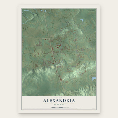 Alexandria, Alabama map print, the full design