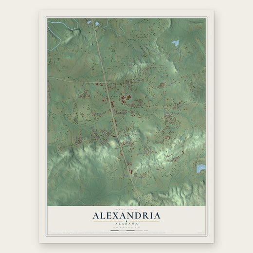 Alexandria, Alabama map print, the full design