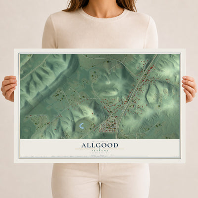 Map of Allgood, Alabama, 12 x 18 inch unframed archival matte print