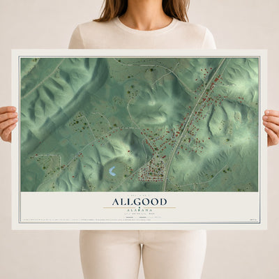 Map of Allgood, Alabama, 18 x 24 inch unframed archival matte print