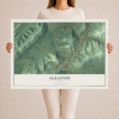 Map of Allgood, Alabama, 24 x 36 inch unframed archival matte print