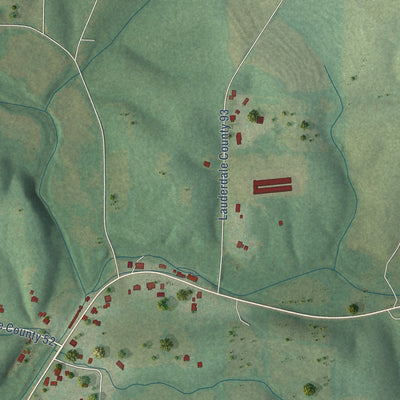 Second close-up of the map of Anderson, Alabama print showing more streets and buildings