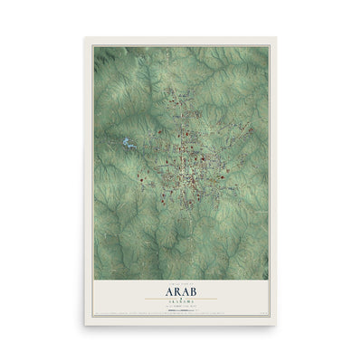Map of Arab, Alabama, 12 x 18 inch unframed archival matte print