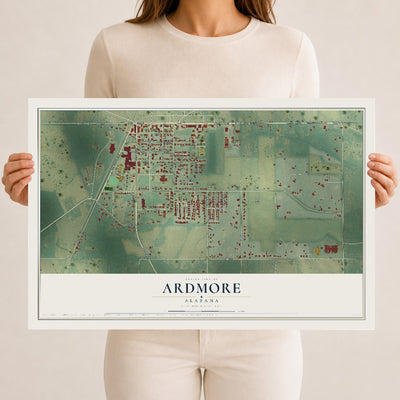 Map of Ardmore, Alabama, 12 x 18 inch unframed archival matte print