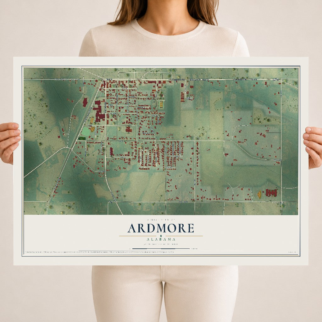 Map of Ardmore, Alabama, 18 x 24 inch unframed archival matte print