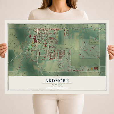 Map of Ardmore, Alabama, 18 x 24 inch unframed archival matte print
