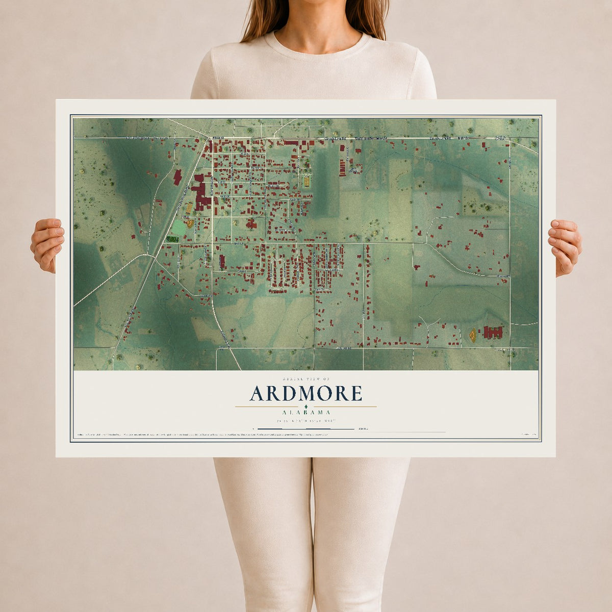 Map of Ardmore, Alabama, 24 x 36 inch unframed archival matte print