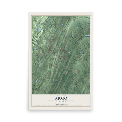Map of Argo, Alabama, 12 x 18 inch unframed archival matte print
