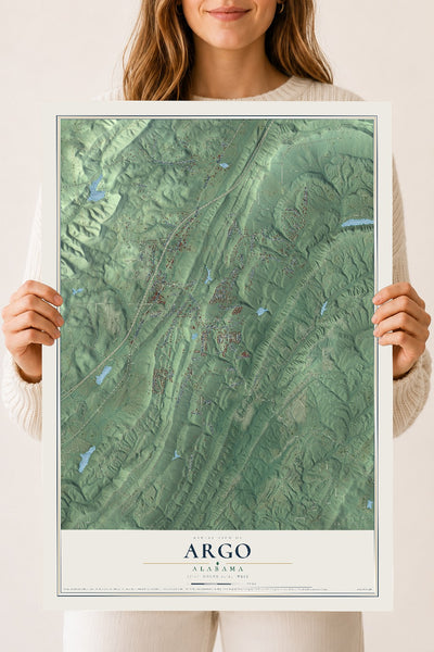 Map of Argo, Alabama, 18 x 24 inch unframed archival matte print
