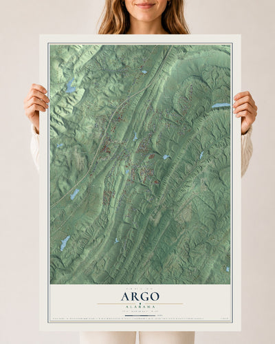 Map of Argo, Alabama, 24 x 36 inch unframed archival matte print
