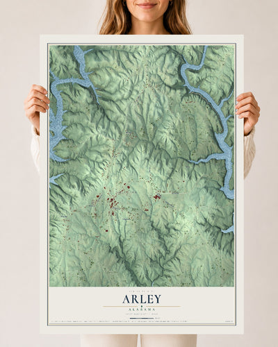 Map of Arley, Alabama, 24 x 36 inch unframed archival matte print