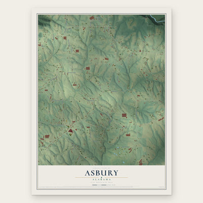 Asbury, Alabama map print, the full design