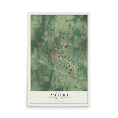 Map of Ashford, Alabama, 12 x 18 inch unframed archival matte print