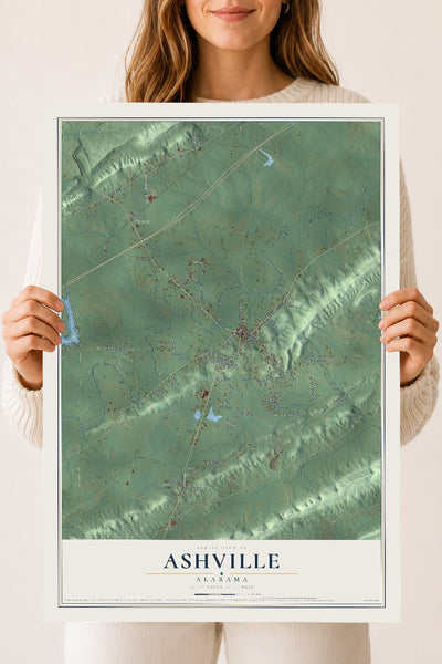 Map of Ashville, Alabama, 18 x 24 inch unframed archival matte print