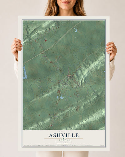 Map of Ashville, Alabama, 24 x 36 inch unframed archival matte print