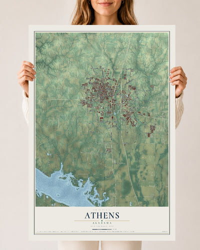 Map of Athens, Alabama, 24 x 36 inch unframed archival matte print