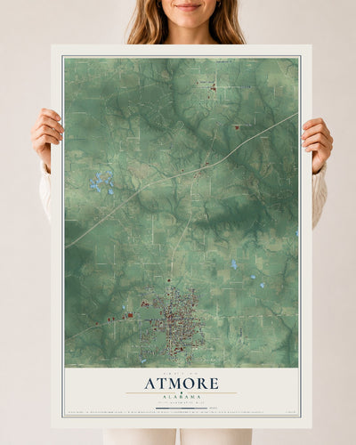 Map of Atmore, Alabama, 24 x 36 inch unframed archival matte print