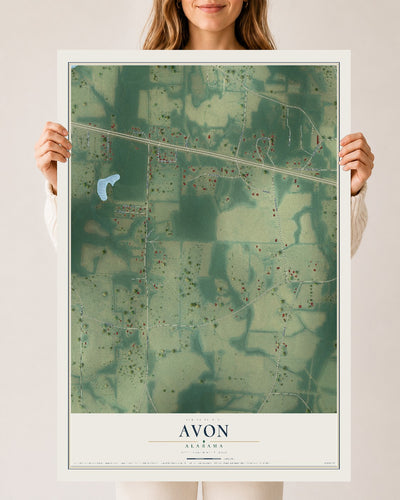 Map of Avon, Alabama, 24 x 36 inch unframed archival matte print
