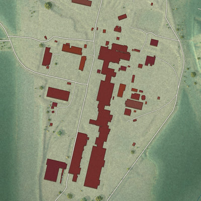 Close-up of the map of Axis, Alabama print showing street and building detail