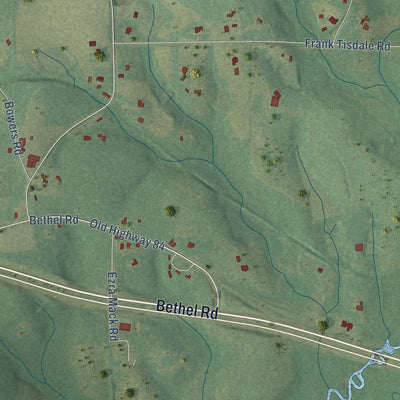 Close-up of the map of Babbie, Alabama print showing street and building detail