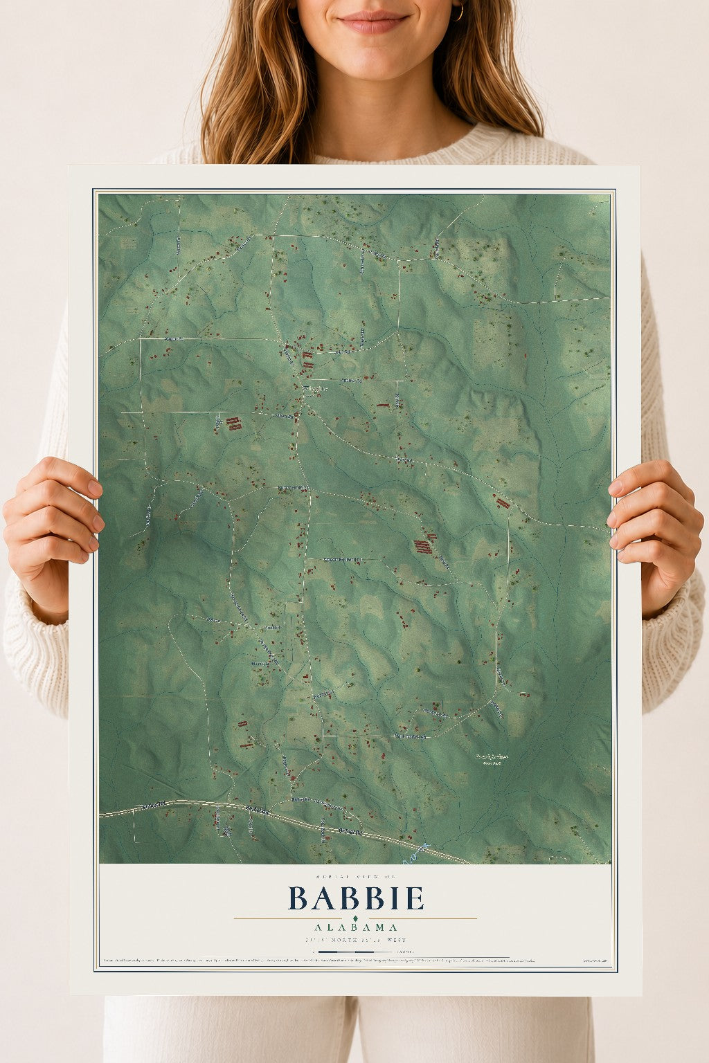 Map of Babbie, Alabama, 18 x 24 inch unframed archival matte print