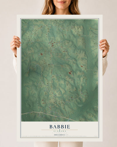 Map of Babbie, Alabama, 24 x 36 inch unframed archival matte print