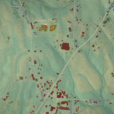 Close-up of the map of Baileyton, Alabama print showing street and building detail