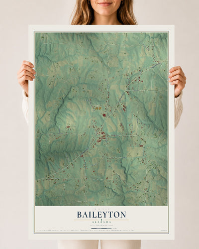 Map of Baileyton, Alabama, 24 x 36 inch unframed archival matte print