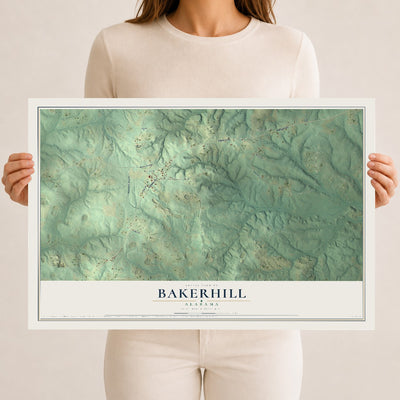 Map of Bakerhill, Alabama, 12 x 18 inch unframed archival matte print
