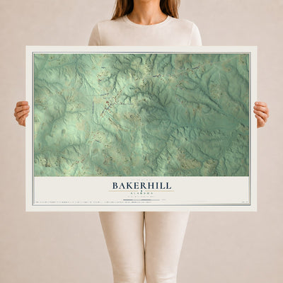 Map of Bakerhill, Alabama, 24 x 36 inch unframed archival matte print