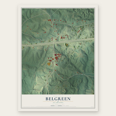 Belgreen, Alabama map print, the full design