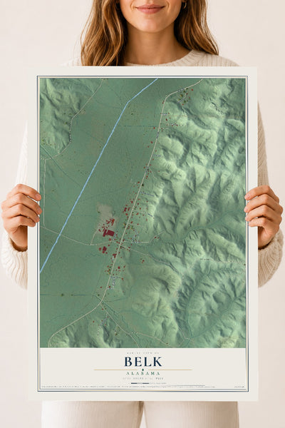 Map of Belk, Alabama, 18 x 24 inch unframed archival matte print