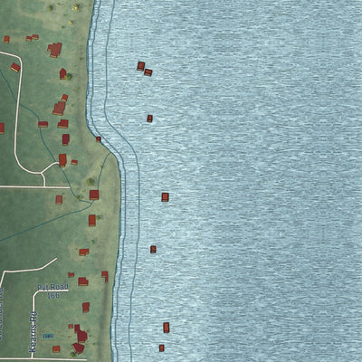 Close-up of the map of Belle Fontaine, Alabama print showing street and building detail
