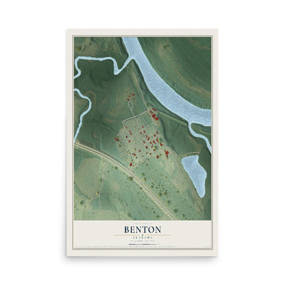Map of Benton, Alabama, 12 x 18 inch unframed archival matte print