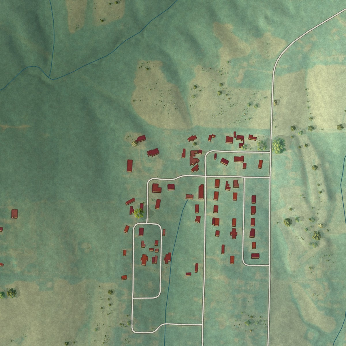Second close-up of the map of Berlin, Alabama print showing more streets and buildings