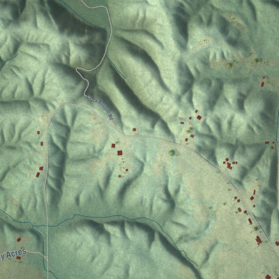 Second close-up of the map of Berry, Alabama print showing more streets and buildings