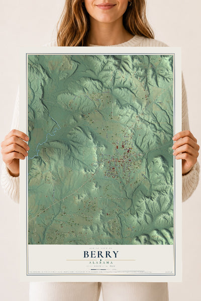 Map of Berry, Alabama, 18 x 24 inch unframed archival matte print