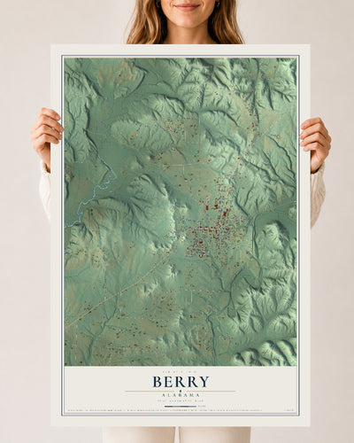Map of Berry, Alabama, 24 x 36 inch unframed archival matte print
