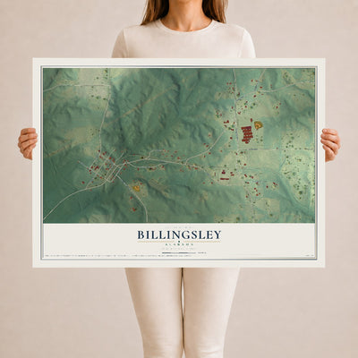 Map of Billingsley, Alabama, 24 x 36 inch unframed archival matte print