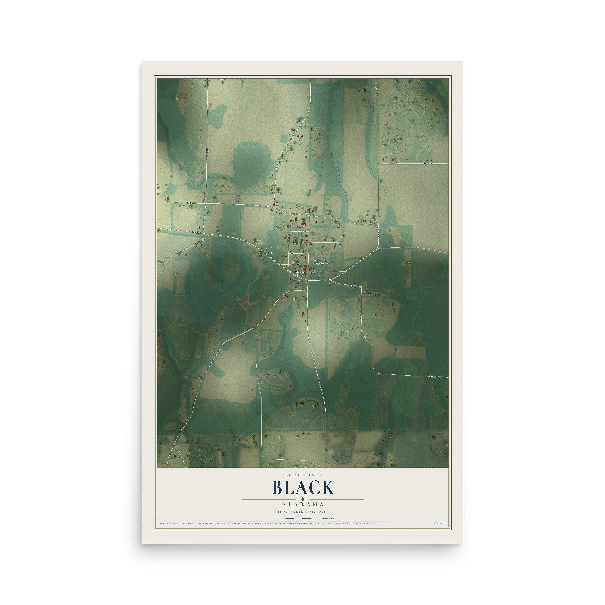 Map of Black, Alabama, 12 x 18 inch unframed archival matte print