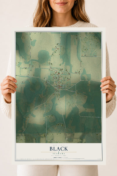 Map of Black, Alabama, 18 x 24 inch unframed archival matte print