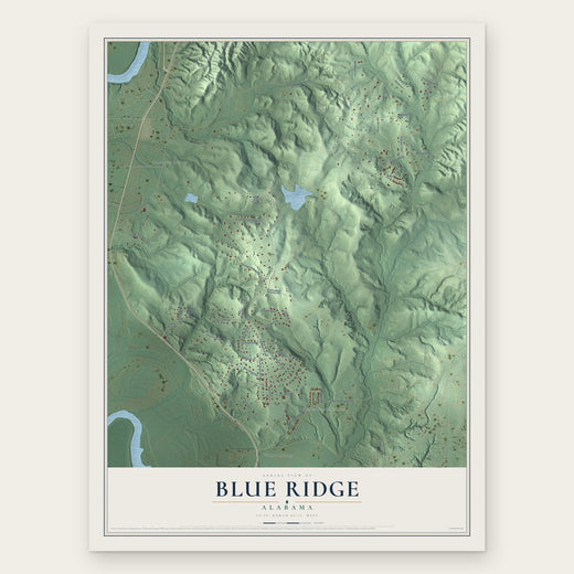 Blue Ridge, Alabama map print, the full design