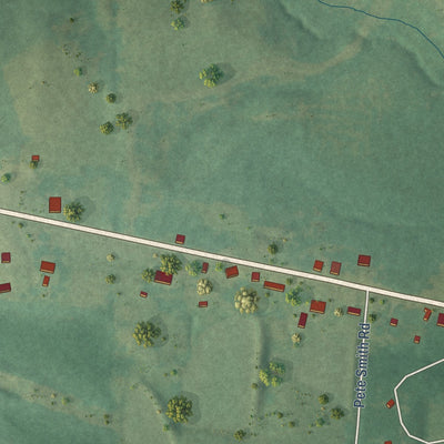 Second close-up of the map of Blue Springs, Alabama print showing more streets and buildings