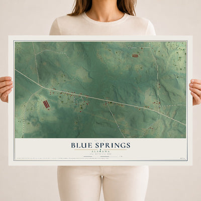Map of Blue Springs, Alabama, 18 x 24 inch unframed archival matte print